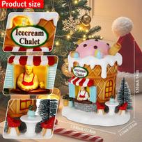 Light up Gingerbread Village House Christmas Decor Ice Cream Chalet Collectible Building Shop Figurines for Holiday Indoor Home orange