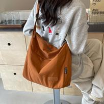 Korean version solid color labeled fabric shoulder bag new large capacity women's messenger pocket satchel juoda