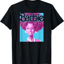 Barbie Afro lėlės Klasikinio kirpimo marškinėliai Suaugusiems, apvalia iškirpte, Juodi, trumpomis rankovėmis, Medvilnės ir poliesterio XXXXXL juoda