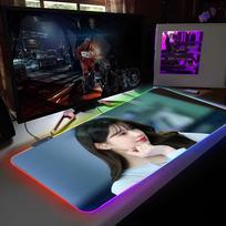 J-Jang W-Wonyoung Mouse Pad RGB Backlit Mouse Pad Laptop Mouse Pad Laptop Gamer Computer Desk Gaming Accessories RGB600x300x3mm white