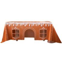 Meduolinis namelis Kalėdinis staltiesės takelis Daugkartinis šventinis tapytas stalo uždangalas Stačiakampis vakarėliui Valgomajam Virtuvės dekoravimui 120x150cm brown