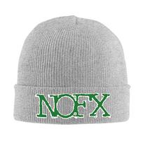 Nofx Band Final Tour Skull Warm Knitted Cap Winter Knit Bonnet Hat Skullies Beanies Hip Hop Caps for Unisex One Size gray