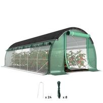 6 x 3 x 2 m Polytunnel Greenhouse with Sun Protection Net, Roll-Up Side Walls, Plastic Cover, Steel Frame, Green 600 x 300 x 198 cm žalia