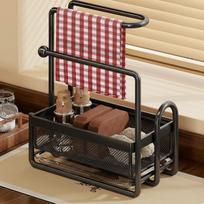 Space-Saving Metal Frame Sink Organizer Rack Layered with Water Tray Drying Rack Sturdy Kitchen Organizer Kitchen raudona