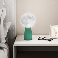 Table Lamp in the Shape of the Moon and 3 Colours with 10 Brightnesses, in ABS, diameter 15x28 cm, White and Dark Green 15 x 15 x 28 cm