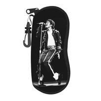 MJ Pop King Glasses Case Unisex Printing Zipper Music Sunglasses Storage Box Gift Eyewear Container One Size gray