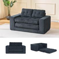 Two-Seater Sofa Bed with Memory Foam - No Assembly Required, 2-in-1 Function, Corduroy Cover, Small Spaces, Apartments, Home Office and Bedroom juoda