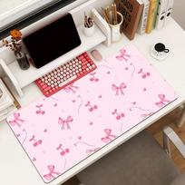 Pink Bow Mouse Pad Square Office Gaming Desk Mat Waterproof Non-Slip Rubber Decorative 30cmx60cm(11.8x23.6inch) black