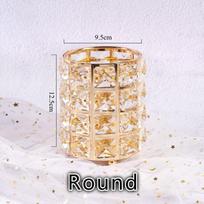 Nordic Crystal Pen Holder Makeup Brush Nail Brush Storage Box Dressing Table Exquisite Decoration Round beige