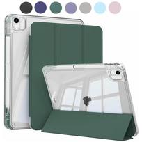 case For iPad Air 11 M2 M3 11  Case with Pencil Holder, Hard Clear Transparent Back & Soft TPU Shockproof Frame Cover For iPad Air 11 2024 white