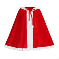Christmas Cloak Cape Santa Claus Robe Costume Red for Holiday white