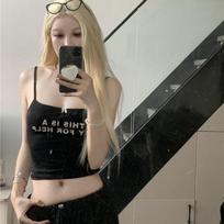 Girls Sling Vest Y2K Tops Sexy Vest For Women Fashion Tees Backless Sleeveless T-shirts Lady Tank Tops Inner Tee Club Bar Tops L
