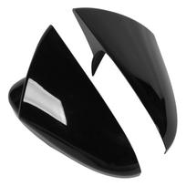 1 Pair Left Right Rearview Mirror Cover Trim Side Door Mirror Guard Replacement for Ford Mondeo 13‑20 Black black