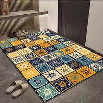 Vintage Bohemian Tile Porch Floor Mat Household Door Mat Hot Sale Door Mat 50*80cm【750g】 blue