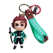 Anime Demon Slayer Kimetsu No Yaiba Blade of Ghost Keychain Cute Characters Bag Pendant Car Key Fans Birthday Christmas gifts black