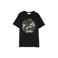 Stone Island T-Shirt Loose Fit Round Neck Letter Print Straight Cut Short Sleeve Kids tops Black 791621050-V0029 6 gray