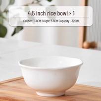 High-Footed Pure White Bone China Noodle and Rice Bowl with Lotus Leaf Design white