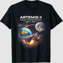 Artemis II Rocket Space Launch Back to The Moon Mission 2026 T-Shirt 3XL įvairiaspalvis