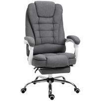 Office Chair with Fold-Out Footrest, Executive Chair, Adjustable Backrest, Linen Look, Grey 65 x 70 x 118 cm pilka
