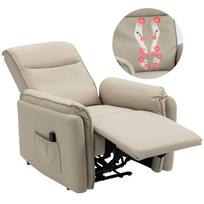 Elektrinė masažinė kėdė, dirbtinės odos apmušalas, kojų atrama, šoninė kišenė, smėlio spalvos 92 x 86 x 102 cm smėlis