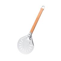 Round Perforated Aluminum Pizza Peel - Scratch-Resistant Oven Transfer Tool (7 , 8 , 9 ) gray