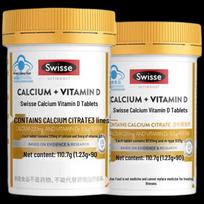 Swisse Organic Calcium Citrate + Vitamin D Tablets (90 Count x 2 Pack)