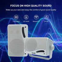 Herdio 3.5 colių bluetooth lauko kolonėlė, jūrų kolonėlė, 3 juostų, 200 w, atspari vandeniui, atspari oro sąlygoms laukui, patalpoms, terasai, sodui, deniui, kemperiui, valčiai, terasai, restoranui (1 pora, balta)
