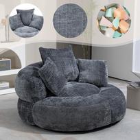 Lazy Sofa High Back Bean Bag Chair Couch with Three Cushions for Adults and Children, Single Gaming Sofa Chair for Bedroom, Office (Gray Chenille) 108 x 108 x 52 cm pilka
