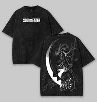 2026 Soul Eater Manga Graphic T Shirt Harajuku Print Vintage Washed T-shirt Men Women Clothes Oversized Cotton Short Sleeve Tees S gray