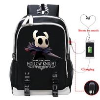 Boys Girls Hollow Knight Schoolbag Children Backpack Cartoon Game USB Large Capacity Portable Knapsack Students Travel Bags Gift black