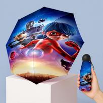 Miraculous Ladybug Printed 5?Fold Mini Umbrella 8?Rib Windproof Compact Umbrella For Women Pocket Carry pink