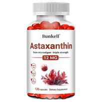 Bunkell Astaksantino papildas, 12 mg trigubos jėgos, iš mikroalgų, 120 minkštų kapsulių 120 Capsules
