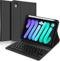 Sengbirch klaviatūros dėklas, skirtas ipad mini 7 (a17pro) 8,3 colio 2024 m. – prancūziška azerty klaviatūra, nuimamas belaidis bluetooth klaviatūros dėklas, skirtas ipad mini 7 8,3 colio 2024 m., juodas