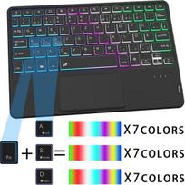 Dėklas Samsung Galaxy Tab S9+/s9fe+/s10+ Plus 12.4 colių planšetiniam kompiuteriui su klaviatūra: nuimama klaviatūra su jutikliniu kilimėliu ir 3-zozen-7 spalvų apšvietimu - belaidė vokiška Qwertz išdėstymo klaviatūra S10 Plus planšetiniam kompiuteriui