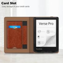 Fintie dėklas, skirtas Pocketbook Verse Pro/verse (2023)/verse Pro Color (2024) Ereader – apsauginis dėklas su atrama, kortelių skyreliu, riešo dirželiu ir stovo funkcija, Vintage Brown