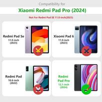 Casafuny dėklas, skirtas xiaomi redmi pad pro 12.1 colių 2024, premium pu odos verslo daugia kampų folio apsauginis dėklas su dokumentų skyreliais, skirtas xiaomi redmi pad pro 12.1 colių 2024, rudas