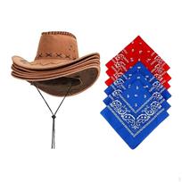 6 Pieces Western Cowboy Hat Novelty Casual Cowgirl for Travel Music Festival brown