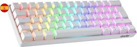 Geeky Gk61 60% | Karštai keičiama mechaninė žaidimų klaviatūra | 62 klavišų įvairiaspalvis Rgb Led apšvietimas, skirtas Pc/mac žaidėjams | Iso Es ispanų išdėstymas (balta, Mechanical Speed Yellow)