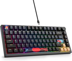 Solidee laidinė mechaninė žaidimų klaviatūra 75%, karštai keičiama mechaninė klaviatūra su tarpine, rgb apšvietimas, qwerty 82 klavišų žaidimų klaviatūra, nkro klaviatūra su pasukamuoju ratuku (82 blue samurai)