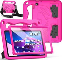 Duzzona vaikiškas dėklas, skirtas Lenovo Tab M10 Plus 3rd Gen 10.6 colių 2022 (tb-125f/128f), su įmontuota ekrano apsauga, rankena ir peties dirželiu, purpurinis