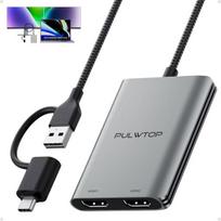Pulwtop Displaylink adapteris, Usb-c į Hdmi adapteris su dvigubu monitoriumi 4k@60hz, skirtas Mac M1/m2/m3/m4 ir Windows, Thunderbolt 3/4, Usb 3.0 arba Usb-c, reikalingas tvarkyklė
