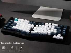 Keychron Q10 Max Alice 75% De-iso išdėstymas, belaidė mechaninė klaviatūra su pasukamuoju регуliatoriumi, Qmk/via programuojama, 2.4ghz/bluetooth/laidinis ryšys Gateron Red Switch