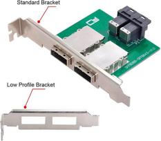 Cablecc dviejų prievadų mini sas sff-8088 į vidinį sas hd sff-8643 pcba moterišką adapterį su žemo profilio laikikliu