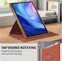 Dingguagua Besisukantis dėklas, skirtas Lenovo Tab P12 12.7 colių 2023 Tb371fc planšetiniam kompiuteriui, skaidrus apsauginis dėklas 360° pasukamas stovas su keliais kampais ir rašiklio laikikliu, rudas