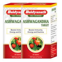 Baidyanath Asli Ayurved Ashwagandha Tablets 60pcs X Pack Of 2 for Strength Energy Immunity Boost