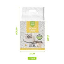 Dezodoruojantys pienu kvepiantys tofu kačių kraikai - 6L, mažai dulkių, galima nuleisti į tualetą, sugeriantys, specialios žirnių formulės 1 bag white