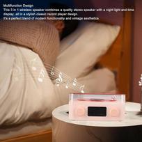 Topiky Bluetooth kolonėlė patefono stiliumi su naktine lempute ir laiko ekranu, vintage bluetooth kolonėlė patefonui su stereo garso kokybe, dideliu garsumu