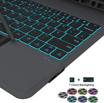 Klaviatūros dėklas, skirtas samsung galaxy tab s10+/s9 fe+/s9+ plus 12.4 colių: 7 spalvų apšvietimas ir qwertz išdėstymo klaviatūra su jutikliniu kilimėliu | tab s9plus/s10 plus 5g planšetinio kompiuterio klaviatūros apsauginis dėklas su rašikliu
