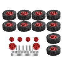 6WD Rubber Tires Aluminum Alloy Wheel Hub for WPL B24 B36 1 16 RC Car Upgrade PartRed raudona