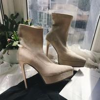 Rudens/Žiemos Stiletto Tamprios Kelnės Batai Smailus Pirštas Platforma Suede Slean Seksualus Temperamentas Batai 39 gray